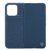 Nillkin QIN PRO tok álló, szövet hatású (FLIP, oldalra nyíló, bankkártya tartó, kamera védelem) SÖTÉTKÉK Apple iPhone 14 Plus