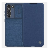 Nillkin QIN PRO tok álló, szövet hatású (FLIP, oldalra nyíló, bankkártya tartó, kamera védelem) SÖTÉTKÉK Samsung Galaxy S23 Plus (SM-S916)