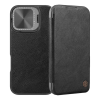 Nillkin QIN PROP tok álló, bőr hatású (FLIP, oldalra nyíló, kártyazseb, kameravédő, kitámasztó) FEKETE