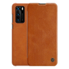Nillkin QIN tok álló, bőr hatású (FLIP, oldalra nyíló, bankkártya tartó) BARNA [Huawei P40] (5996457943722)