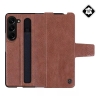 Nillkin Samsung Galaxy Z Fold5 5G (SM-F946) aoge védő (valódi bőr hátlap, mikrofiber plüss belső, s pen tartó) barna