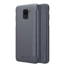 Nillkin SPARKLE műanyag telefonvédő (mikroszálas bőr hatású FLIP, oldalra nyíló) FEKETE Samsung Galaxy J6 (2018) SM-J600F tok és táska
