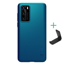 Nillkin Super Frosted Huawei P40 műanyag telefonvédő (gumírozott, érdes felület + asztali tartó) sötétkék tok és táska