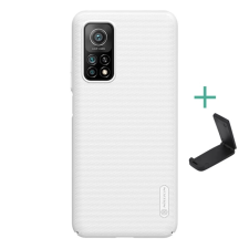 Nillkin SUPER FROSTED műanyag telefonvédő (gumírozott, érdes felület + asztali tartó) FEHÉR tok és táska