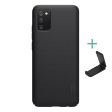 Nillkin SUPER FROSTED műanyag telefonvédő (gumírozott, érdes felület + asztali tartó) FEKETE tok és táska