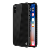 Nillkin TEMPERED PLAID telefonvédő szilikon keret (BUMPER, edzett üveg hátlap, négyzet minta) FEKETE Apple iPhone X 5.8, Apple iPhone XS 5.8