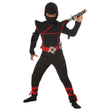 Ninja jelmez gyerekeknek - piros/fekete - 110-120 cm jelmez