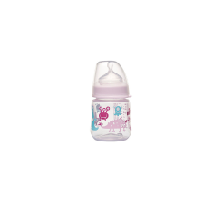 NIP PP széles szájú cumisüveg 150ml szilikon tejes etetőcumival - lányos cumisüveg