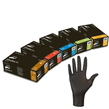 Nitrylex Black púdermentes FEKETE nitril kesztyű, XS-méret, 100db/doboz védőkesztyű