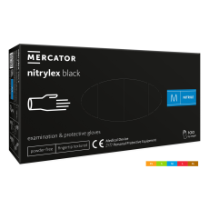  Nitrylex® black púdermentes nitril vizsgálókesztyű - XS, Nitril, 100