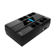 Njoy Szünetmentes Elosztósor 800VA - Token 800 (2x4 Schuko, line-interaktív,HID USB, LCD, túlfeszültség védett, fekete) szünetmentes áramforrás