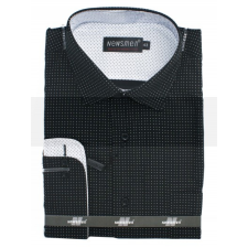  NM hosszúujjú ing 80% pamut - Fekete pöttyös férfi ing
