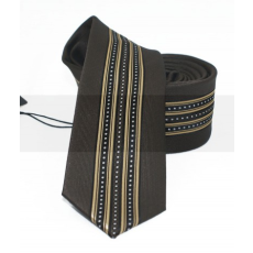  NM slim nyakkendő - Barna-arany csíkos