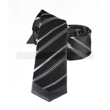  NM slim szövött nyakkendő - Fekete-ezüst csíkos nyakkendő