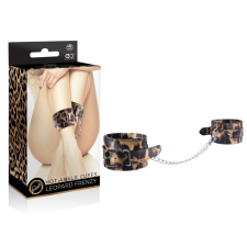 NMC Leopard Frenzy Ankle Cuffs - fém, műbőr bilincs (leopárd) bilincs, kötöző