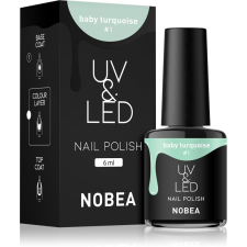 NOBEA UV & LED Nail Polish gél körömlakk UV / LED-es lámpákhoz fényes árnyalat Baby turquoise #1 6 ml körömlakk