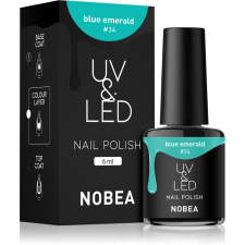 NOBEA UV & LED Nail Polish gél körömlakk UV / LED-es lámpákhoz fényes árnyalat Emerald blue #34 6 ml körömlakk