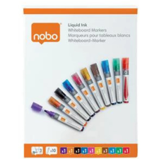 NOBO Táblamarker folyékonytintás kúpos 1-3 mm vegyes színek (10 db) filctoll, marker