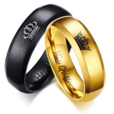  Női jegygyűrű, karikagyűrű, koronás, rozsdamentes acél, arany, 8-as méret gyűrű
