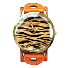 Női karóra retro punk stílusban, 40 mm, narancs bőrszíj, kvarc karóra