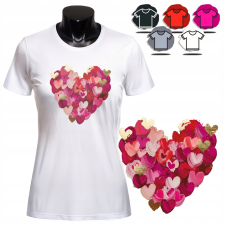  NŐI NYOMTATOTT PÓLÓ - SZÍV MINTA RÓZSASZÍN XOXO AJÁNDÉK - XL női póló