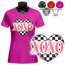 NŐI NYOMTATOTT PÓLÓ - SZÍV MINTA XOXO CHECK AJÁNDÉK - S női póló