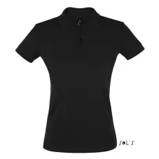  Női PERFECT három gombos rövid ujjú galléros piké pamut póló, SOLS SO11347, Black-S