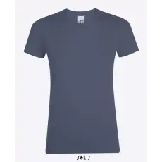  Női REGENT kereknyakú rövid ujjú pamut póló, SOLS SO01825, Denim-XL