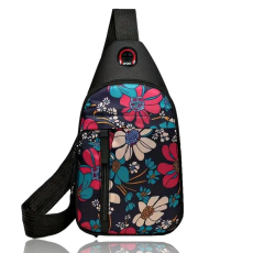  NŐI TESTTÁSKA- VIRÁG MINTÁS -FEKETE-