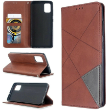 Nokia 1 Plus, Oldalra nyíló tok, stand, geometria minta, Wooze DesignBook, barna tok és táska