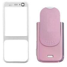 Nokia N73 elő+akkuf, Előlap, rózsaszín mobiltelefon, tablet alkatrész