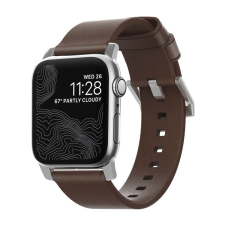 Nomad leather strap brown, silver - apple watch ultra (49mm) 8/7 (45mm)/6/se/5/4 (44mm)/3/2/1 (42mm) nm1a4rsm00 okosóra kellék