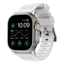 Nomad Rugged Strap Apple Watch Gumi szíj 49/45/44m/42 mm - Fehér/Ezüst (NM01572585) okosóra kellék