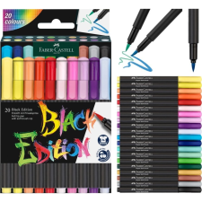 Noname Ecsetirón készlet, FABER-CASTELL "Black Edition", 20 különböző szín (8275601) filctoll, marker