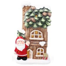Nonbrand Erdei havas ház mécsestartó - Télapós - 20,8 cm karácsonyi dekoráció