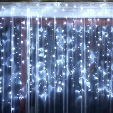 Nonbrand Hideg fehér, vezetékes LED Fényfüggöny 200db izzóval karácsonyfa izzósor