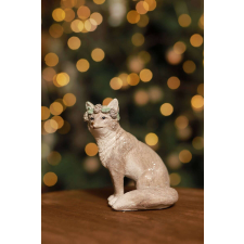 Nonbrand Jeges-szürke karácsonyi róka figura 9cm karácsonyi dekoráció