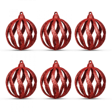Nonbrand Karácsonyfadísz szett - glitteres piros gömbdísz - 7 cm - 6 db / csomag karácsonyfadísz
