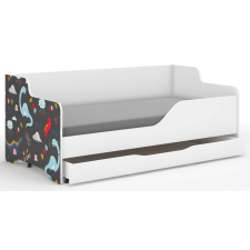Nonbrand LILU gyerekágy laminált fronttal 160x80cm matraccal és ágyneműtartóval - színes dínós ágy és ágykellék