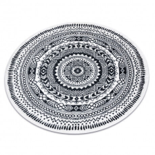 Nonbrand Mandala Kerek Szőnyeg - Fehér-Fekete - 160 cm lakástextília