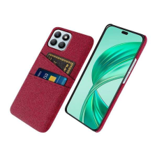 Nonbrand Műanyag telefonvédő (ütésállóság, kártyatartó, textil hatás) PIROS Honor X8b tok és táska