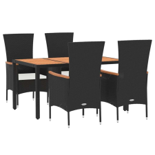 Nonbrand Polyrattan Kerti Étkezőgarnitúra - 5 részes - Fekete kerti bútor