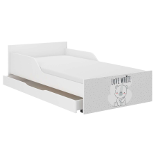 Nonbrand PUFI gyerekágy 160x80 matraccal és ágyneműtartóval - fehér maci ágy és ágykellék