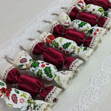 Nonbrand Textil szaloncukor (10 db-os szett) karácsonyfadísz