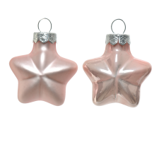 Norand KARÁCSONYFADÍSZ CSILLAG SZETT ÜVEG 12 DB PÚDERRÓZSASZÍN karácsonyfadísz