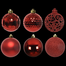 Norand KARÁCSONYFADÍSZ GÖMB SZETT 37 DB-OS PIROS karácsonyfadísz