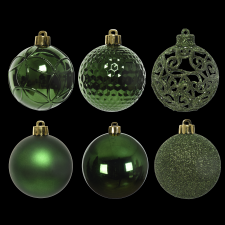 Norand KARÁCSONYFADÍSZ GÖMB SZETT 37 DB-OS SMARAGD ZÖLD karácsonyfadísz