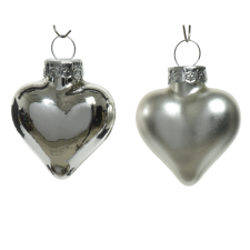 Norand KARÁCSONYFADÍSZ SZÍV ALAKÚ SZETT 12 DB EZÜST SZÍNŰ karácsonyfadísz