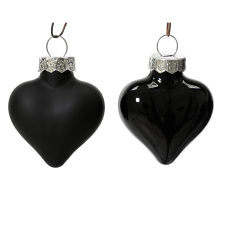 Norand KARÁCSONYFADÍSZ SZÍV ALAKÚ SZETT 12 DB FEKETE karácsonyfadísz