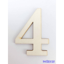 Normál natúr lézervágott fa szám 4,5x6,5cm - 4 dekorációs kellék
